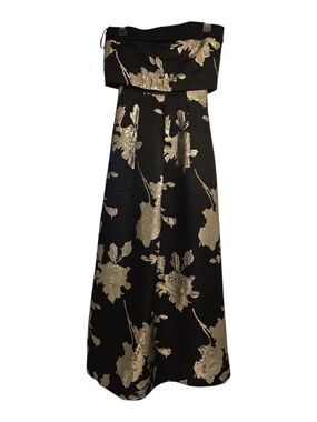 Laundry By Shelli Segal Black and Gold Strapless Maxi Gown